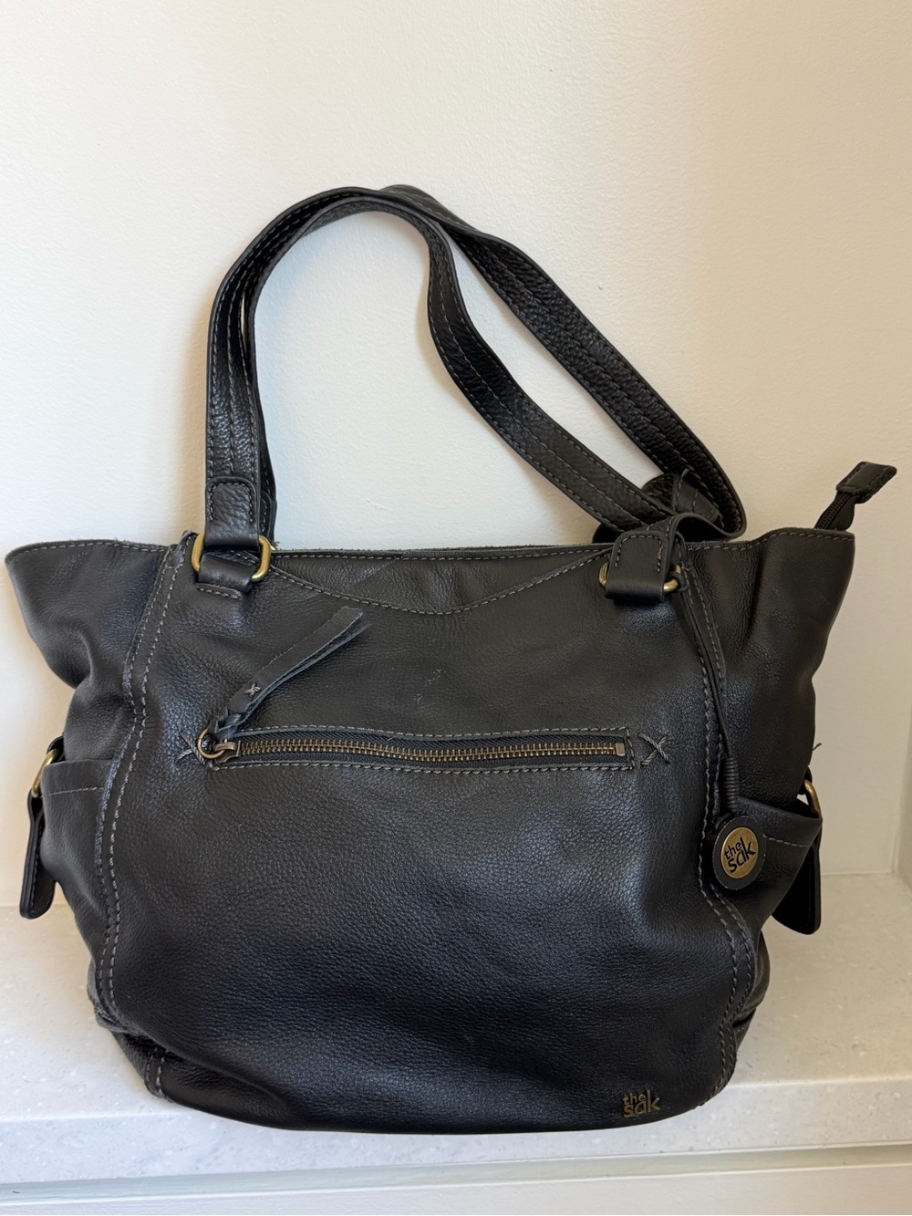 Sakroots Black Leather Tote Shoulder Bag